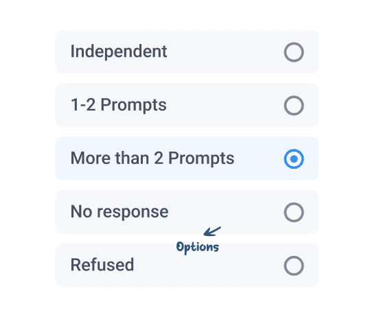 For goals that require you to measure prompting levels for a student or a multiple choice questions.
