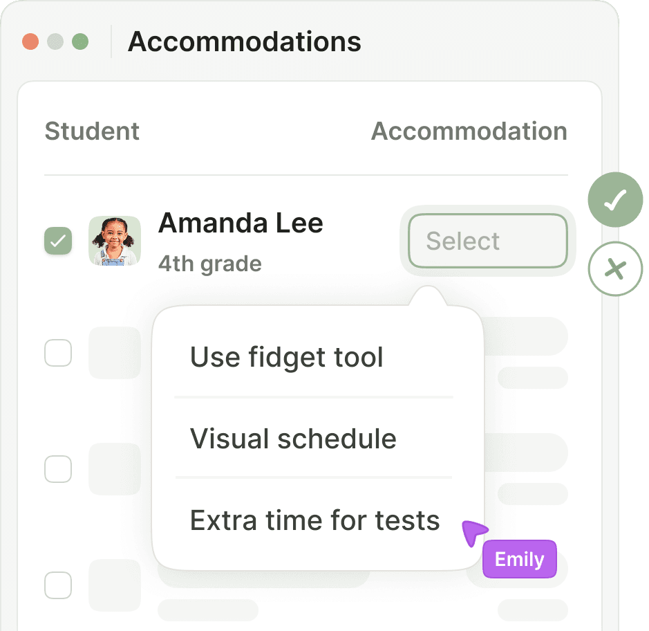 Tracking accommodations for multiple students
