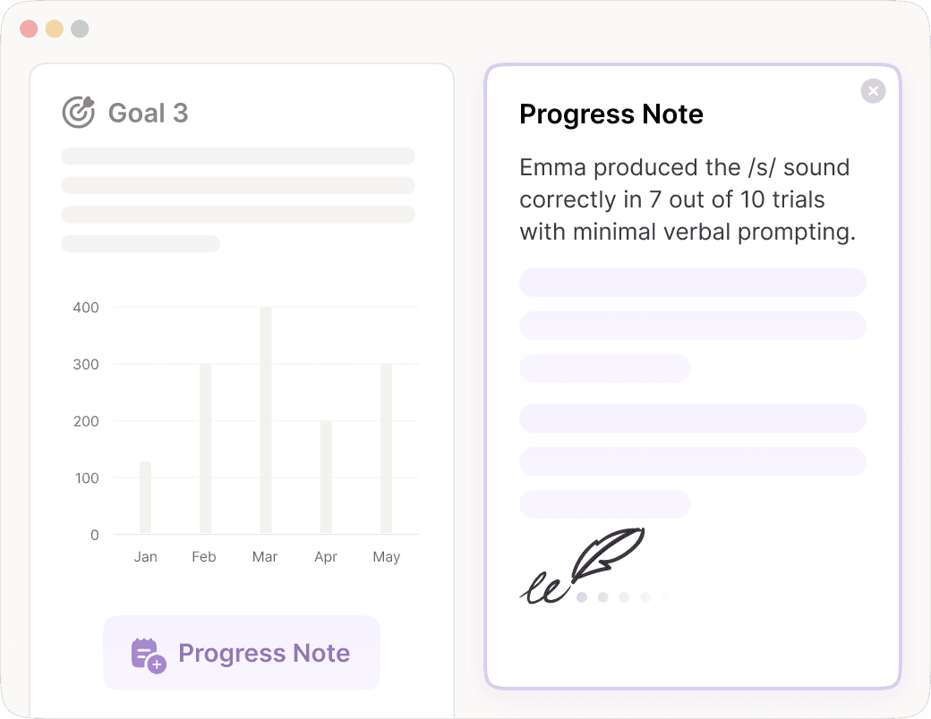 AbleSpace AI drafting a progress note for a student goal