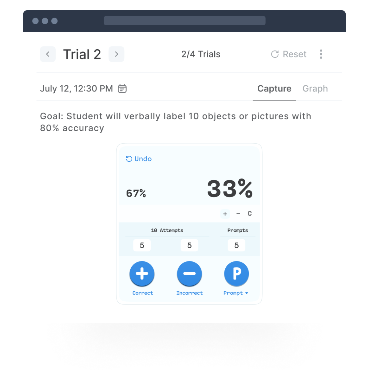 Perfect for goals that require accurate percentage calculations based on tracked correct and incorrect observations